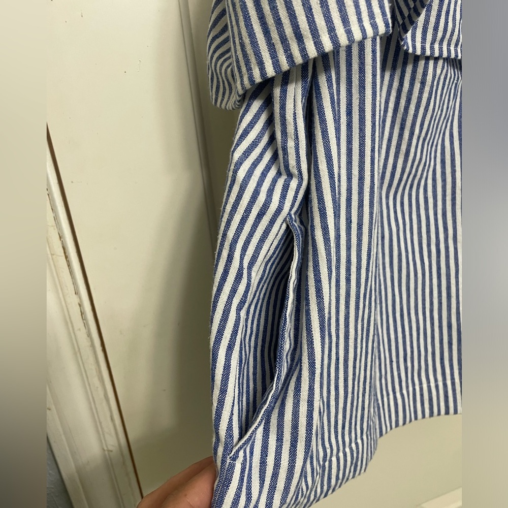 J. Crew Blue and White Ruffled Blouse - Picture 3 of 7